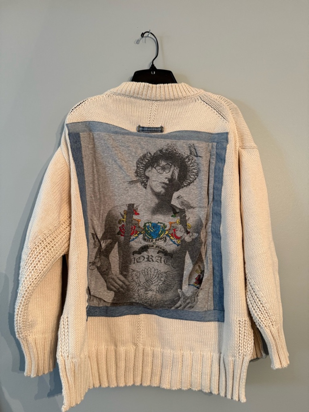 Shannon Passero Cream Knit women’s  Sweater oversized Rockband READ